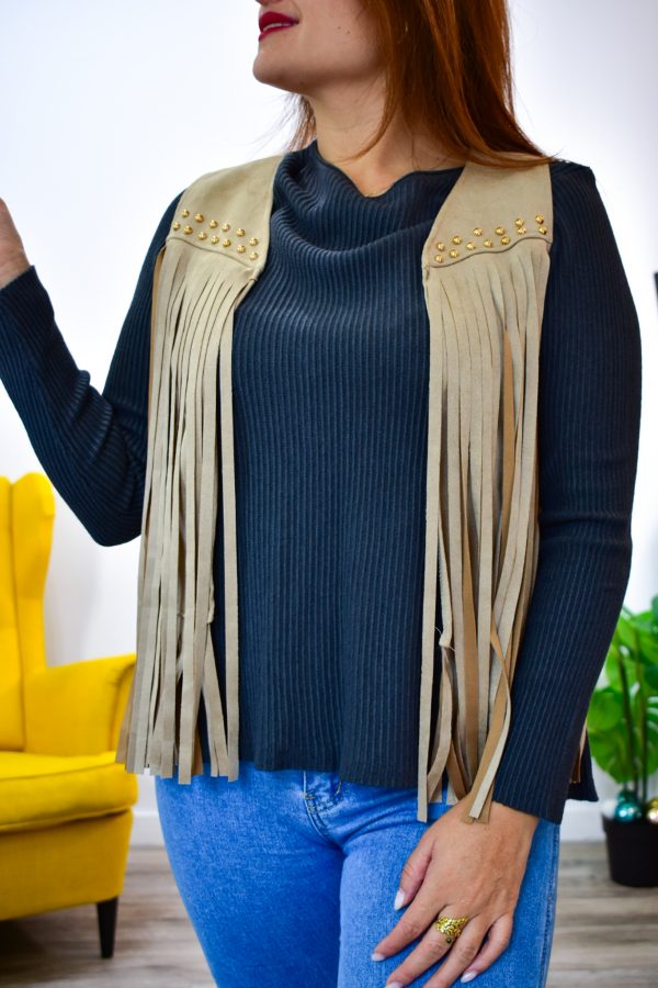 Chaleco flecos Beige