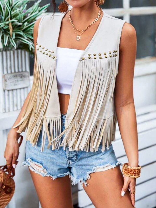Chaleco flecos Beige